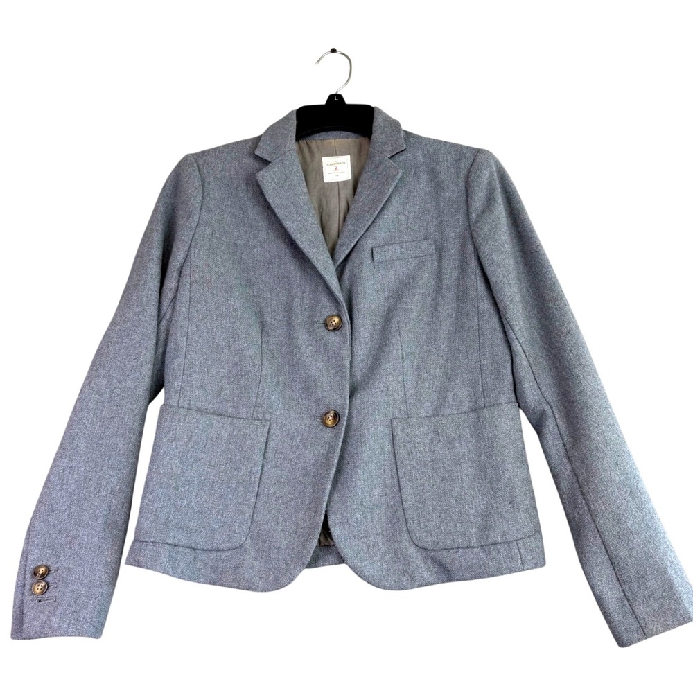 Gap Academy Blazer Women 2 Petite Blue Tweed Button Front Petite Jacket Academia